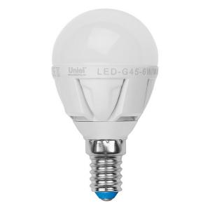 Лампочка светодиодная  LED-G45-6W/NW/E14/FR ALP01WH пластик