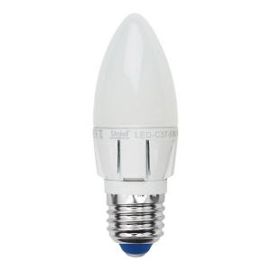 Лампочка светодиодная  LED-C37-6W/NW/E27/FR/DIM ALP01WH пластик